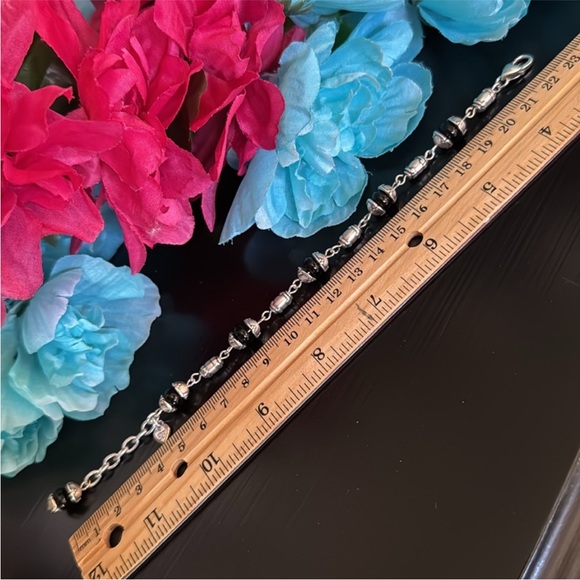 🩶 BRIGHTON BRACELET RETIRED BLACK & SILVER WITH STATIONS - Picture 8 of 15